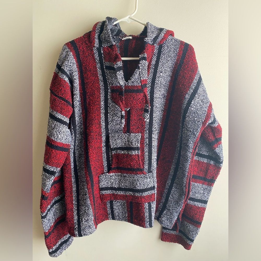 Vel-Mex Red Black & White Mexican Pullover Hoodie XL